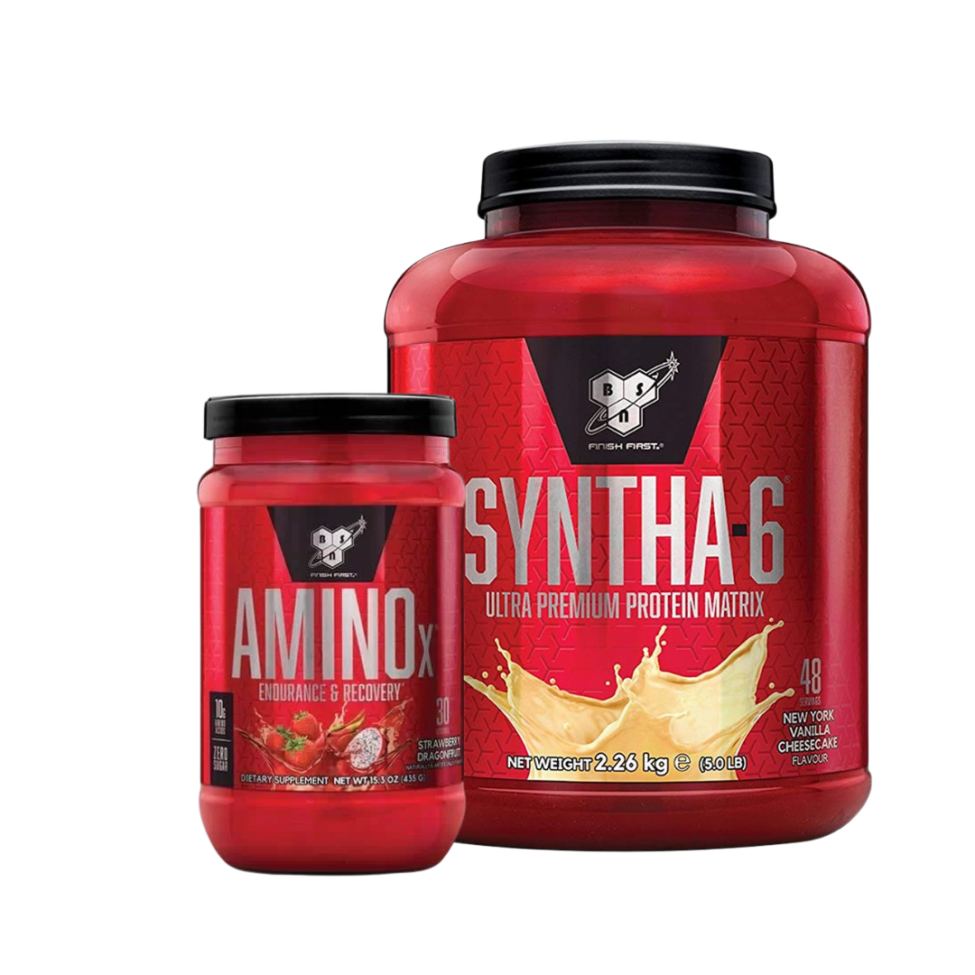 Combo Syntha-6 (5 lb) + Amino X (30 serv) – Recuperación, Masa y Energía Todo en Uno