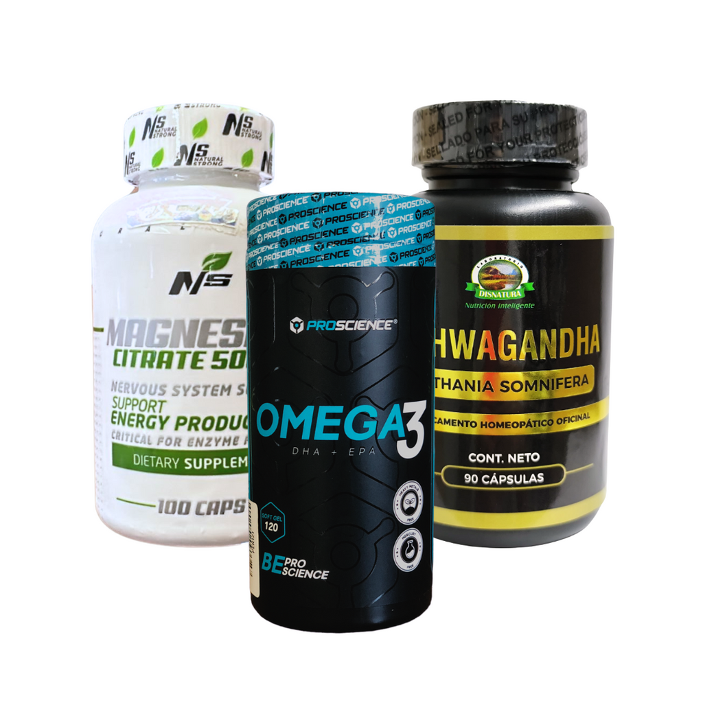 Combo Ashwagandha + Omega 3 + Citrato De Magnesio