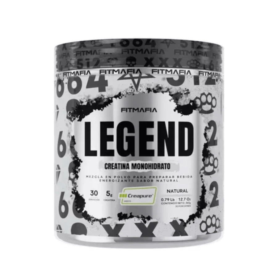 Creatina monohidratada legend fitmafia 360 - Envase de creatina monohidratada Legend Fitmafia sabor natural.