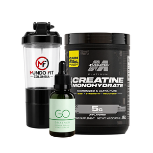 Combo Creatina Platinum MuscleTech + Go Drainer Tradicional +TERMO GO