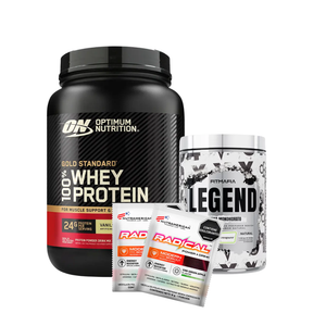 COMBO: Proteina Gold Standard Whey 1.5LB+ LEGEND (Creapure®) 50 serv + 2 sachets Radical