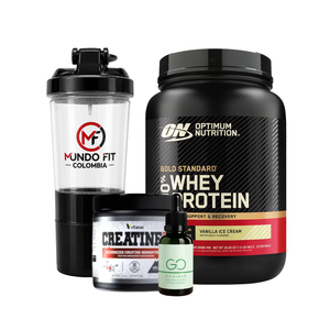 Proteína gold standard whey 1.5lb + go drainer + Creatina vitanas 50 serv + TERMO