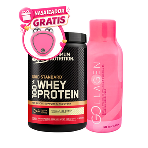 Combo: Gold standard Whey 0.7lb + Gollagen + MASAJEADOR GRATIS