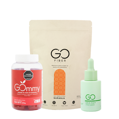 Tripleta Gommy (Gomas de vinagre de manzana + Go Fiber Fibra de origen natural + Go Drainer)