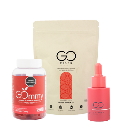Tripleta Gommy (Gomas de vinagre de manzana + Go Fiber Fibra de origen natural + Go Drainer)