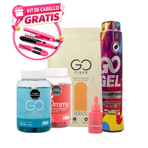 Combo KIT DE CABELLO GRATIS – Fibra + Drenador + Gel + Gommy + Go Hair