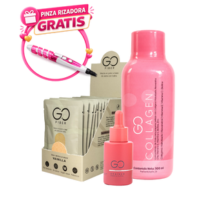 Combo Pinza Rizadora GRATIS  Fibra en Sachets + Drenador + Gollagen