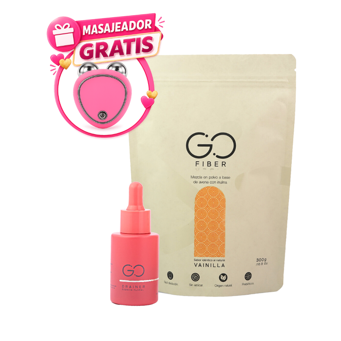 Dúo Go Fiber 300 gr Fibra + Go Drainer 30 ml Drenador GRATIS MASAJEADOR FACIAL