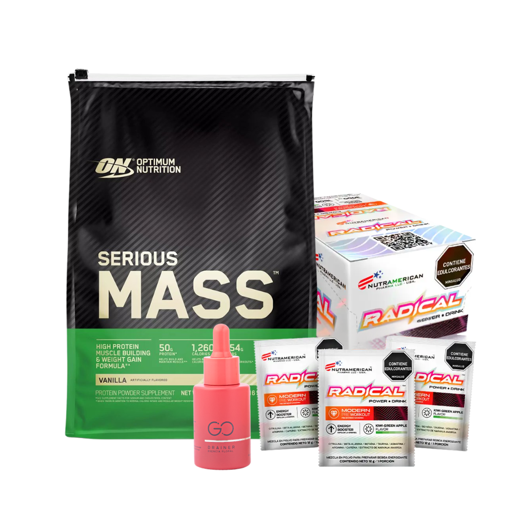 Proteina Serious Mass + Radical Power + Go Drainer