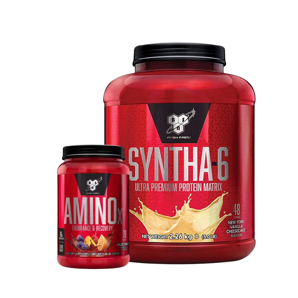 Combo Syntha-6 (5 lb) + Amino X (70 serv) – Recuperación, Masa y Energía Todo en Uno