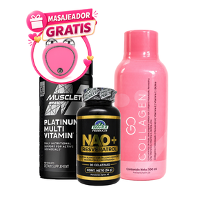 Combo: Gollagen + NAD+ Resveratrol + Multivitamínico + MASAJEDOR GRATIS