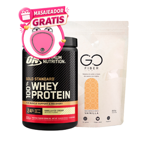 Combo Whey Protein 0.7 lb + Go Fiber + MASAJEADOR GRATIS