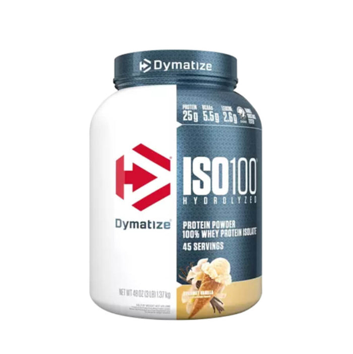 Proteína Hidrolizada Whey Isolate Dymatize 3lb 45 Servicios - Proteína Dymatize ISO100 gourmet vainilla.
