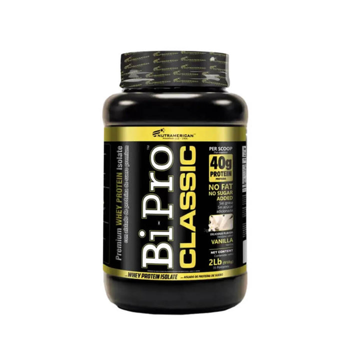 Proteína Whey Isolate Nutramerican 2lb 35 Servicios - Suplemento Bi Pro Classic proteína vainilla.